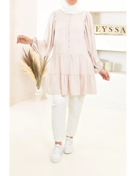 Tunique type chemise manches longues coupe évasée, mastour parfaite pour femme voilée