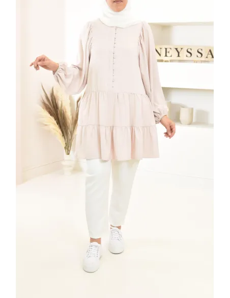 Tunique type chemise manches longues coupe évasée, mastour parfaite pour femme voilée