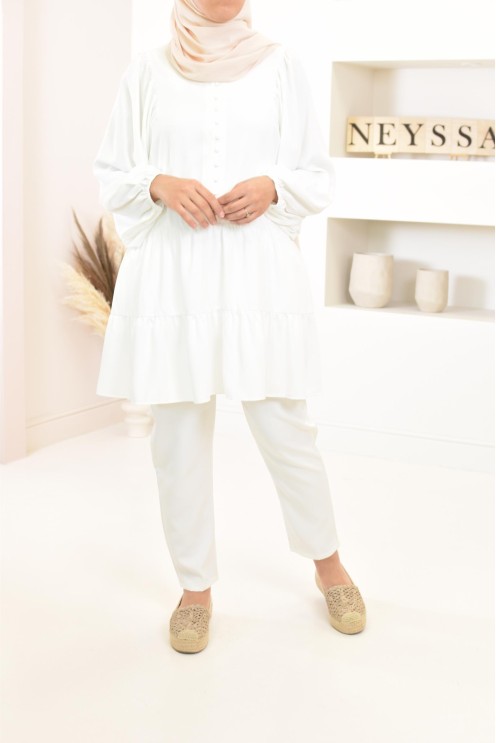 Tunique type chemise manches longues coupe évasée, mastour parfaite pour femme voilée