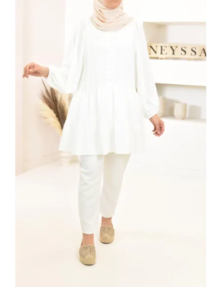 Tunique type chemise manches longues coupe évasée, mastour parfaite pour femme voilée