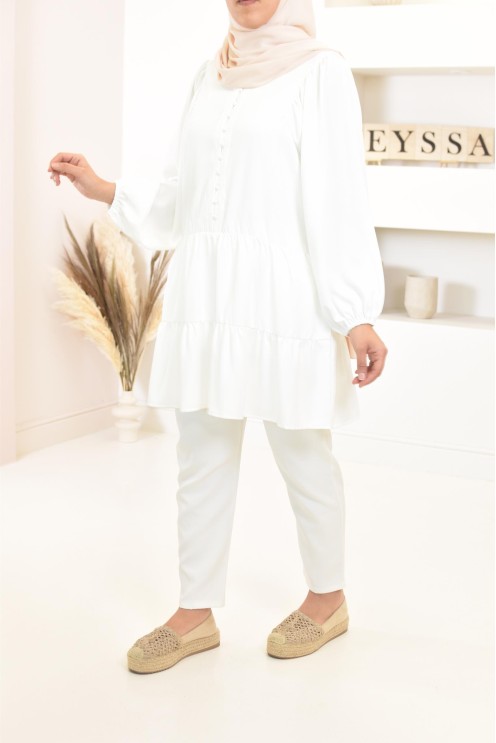 Tunique type chemise manches longues coupe évasée, mastour parfaite pour femme voilée