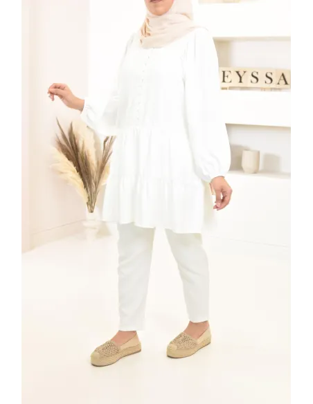 Tunique type chemise manches longues coupe évasée, mastour parfaite pour femme voilée