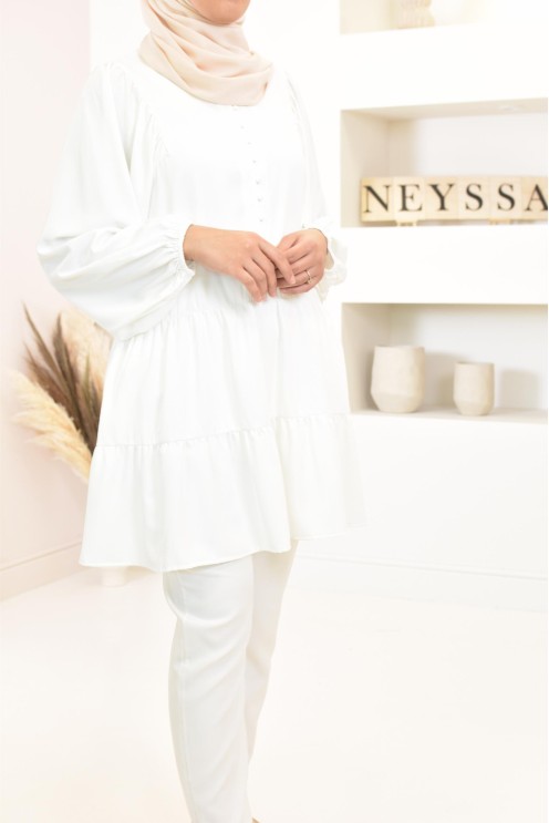 Tunique type chemise manches longues coupe évasée, mastour parfaite pour femme voilée