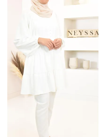 Tunique type chemise manches longues coupe évasée, mastour parfaite pour femme voilée