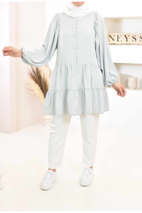 Tunique type chemise manches longues coupe évasée, mastour parfaite pour femme voilée