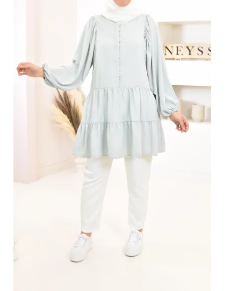 Tunique type chemise manches longues coupe évasée, mastour parfaite pour femme voilée