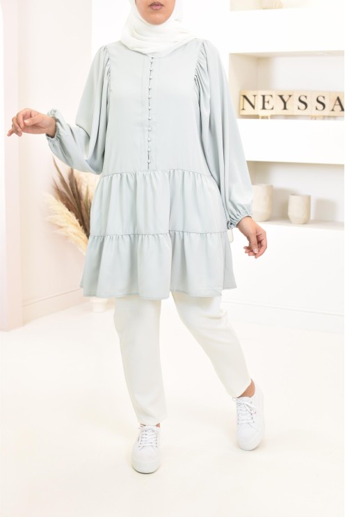 Tunique type chemise manches longues coupe évasée, mastour parfaite pour femme voilée