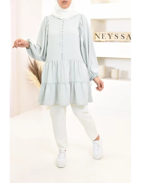 Tunique type chemise manches longues coupe évasée, mastour parfaite pour femme voilée