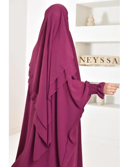 Ensemble abaya et khimar 2 voiles assorti en Jazz, tenue légiférée pour la femme musulmane