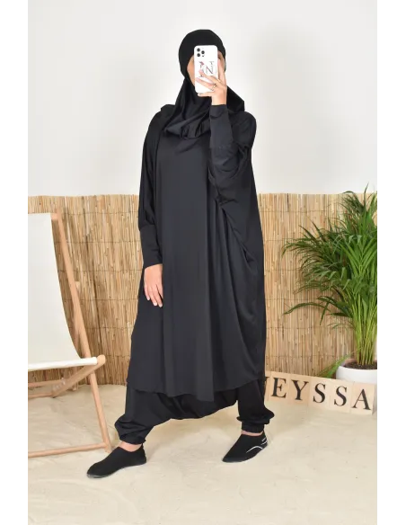 Bade-Jilbab Schmetterlingsschnitt mit integriertem Khimar, perfekt für große Größen