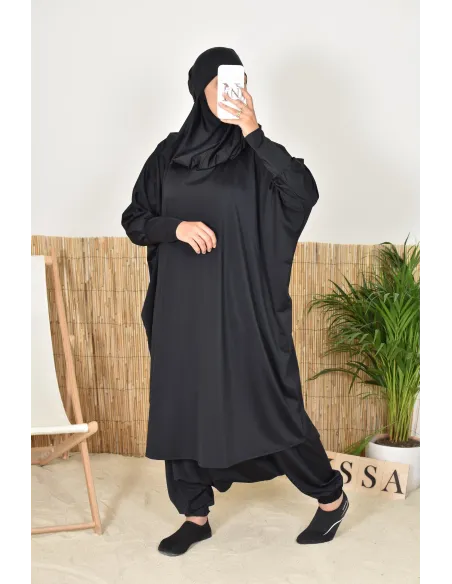 Bade-Jilbab Schmetterlingsschnitt mit integriertem Khimar, perfekt für große Größen