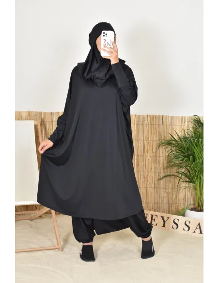 Bade-Jilbab Schmetterlingsschnitt mit integriertem Khimar, perfekt für große Größen