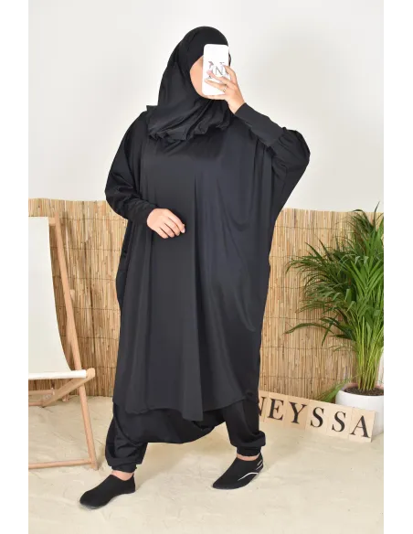 Bade-Jilbab Schmetterlingsschnitt mit integriertem Khimar, perfekt für große Größen