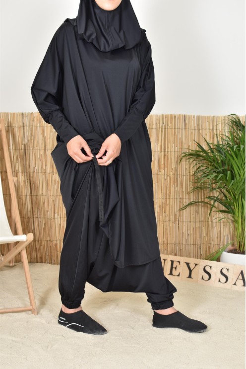 Bade-Jilbab Schmetterlingsschnitt mit integriertem Khimar, perfekt für große Größen