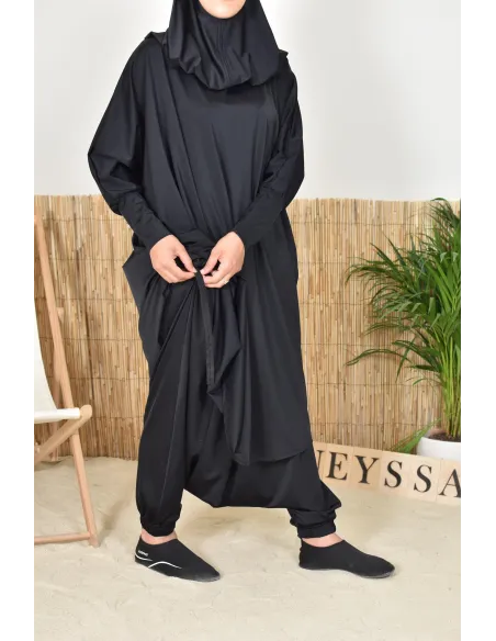 Bade-Jilbab Schmetterlingsschnitt mit integriertem Khimar, perfekt für große Größen