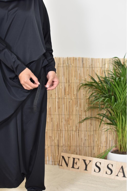 Bade-Jilbab Schmetterlingsschnitt mit integriertem Khimar, perfekt für große Größen