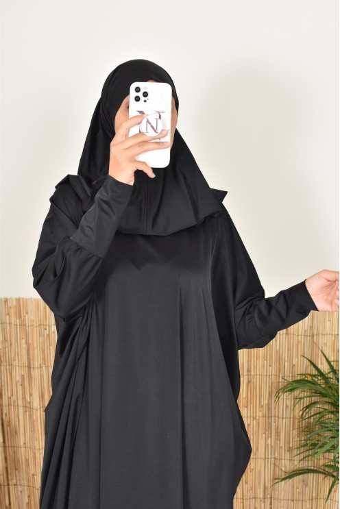 Bade-Jilbab Schmetterlingsschnitt mit integriertem Khimar, perfekt für große Größen