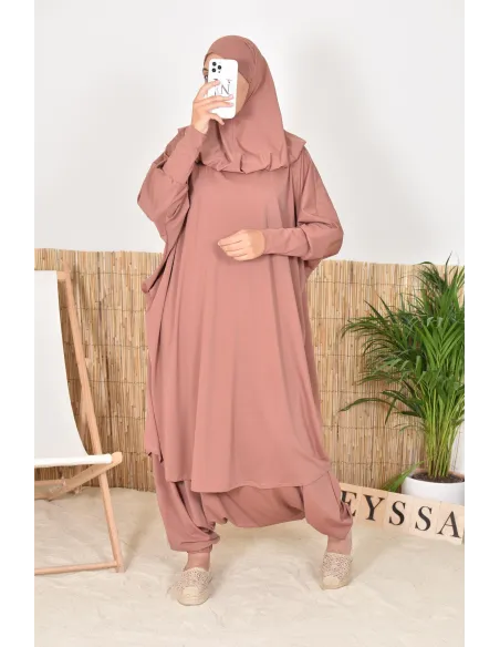 Jilbab de bain papillon 2 pièces avec khimar, maillot de bain légiféré pour femmes voilées