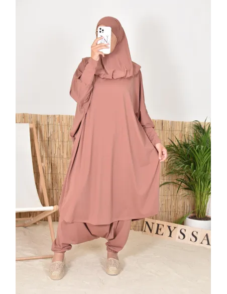 Jilbab de bain papillon 2 pièces avec khimar, maillot de bain légiféré pour femmes voilées