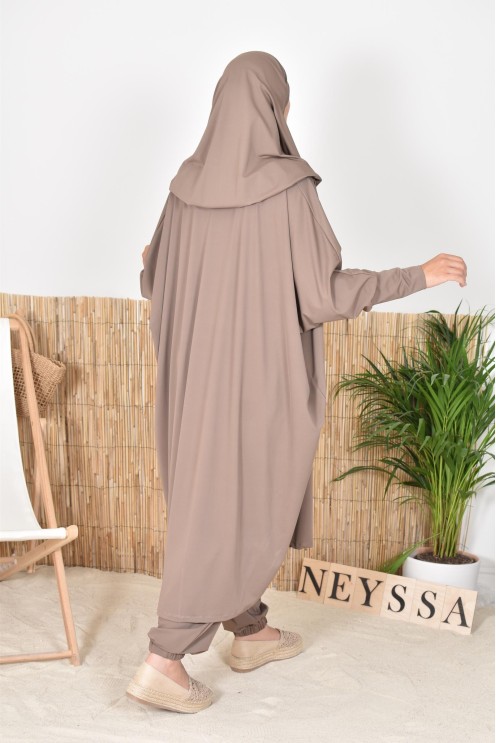 Jilbab de bain avec khimar, coupe ample qui convient aux grandes tailles, idéal pour femmes voilées