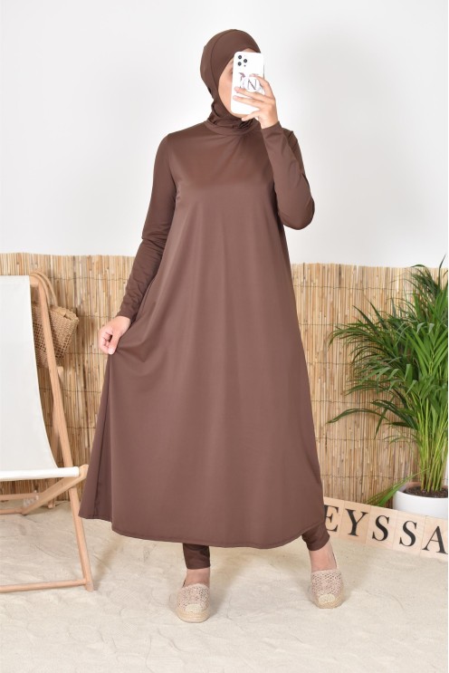 Burkini 4 pièces, cagoule, hijab, pantalon et tunique inclus, parfait pour les femmes voilées