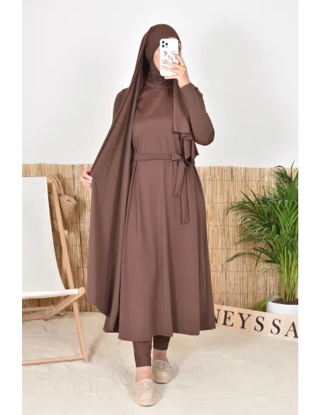 Burkini 4 pièces, cagoule, hijab, pantalon et tunique inclus, parfait pour les femmes voilées