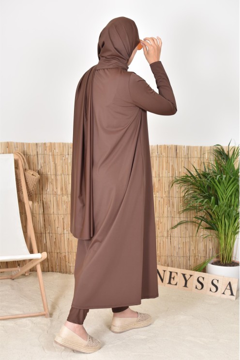 Burkini 4 pièces, cagoule, hijab, pantalon et tunique inclus, parfait pour les femmes voilées