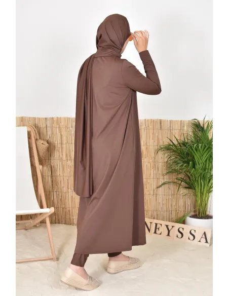 Burkini 4 pièces, cagoule, hijab, pantalon et tunique inclus, parfait pour les femmes voilées