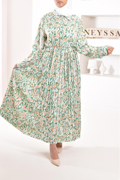 Longue robe à motifs géométriques élégante et mastour Modest fashion pour l'été