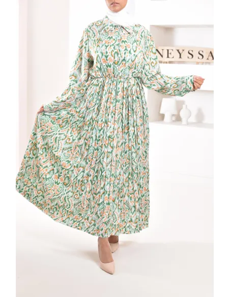 Longue robe à motifs géométriques élégante et mastour Modest fashion pour l'été