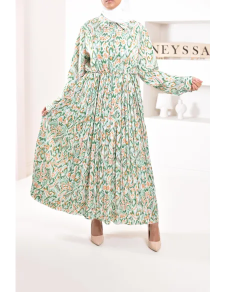 Longue robe à motifs géométriques élégante et mastour Modest fashion pour l'été