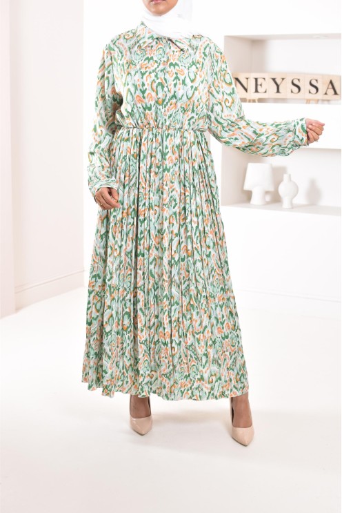 Longue robe à motifs géométriques élégante et mastour Modest fashion pour l'été