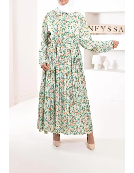 Longue robe à motifs géométriques élégante et mastour Modest fashion pour l'été