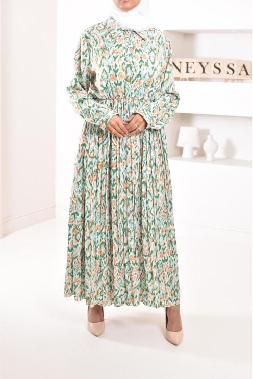 Longue robe à motifs géométriques élégante et mastour Modest fashion pour l'été