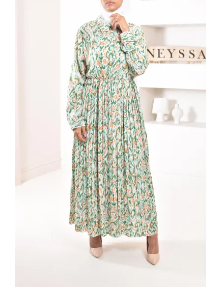 Longue robe à motifs géométriques élégante et mastour Modest fashion pour l'été