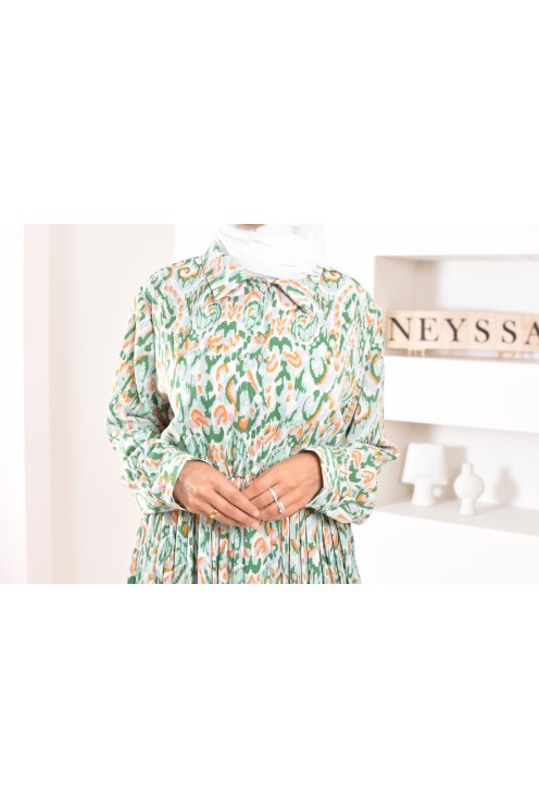 Longue robe à motifs géométriques élégante et mastour Modest fashion pour l'été