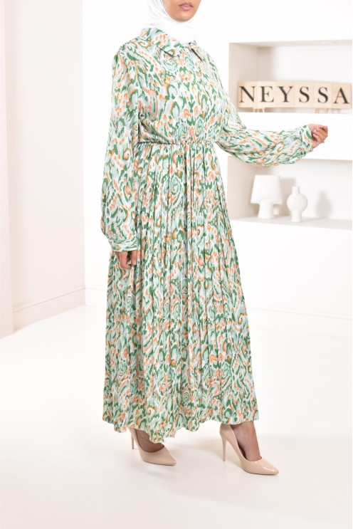 Longue robe à motifs géométriques élégante et mastour Modest fashion pour l'été