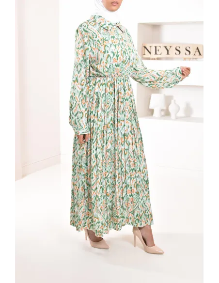 Longue robe à motifs géométriques élégante et mastour Modest fashion pour l'été