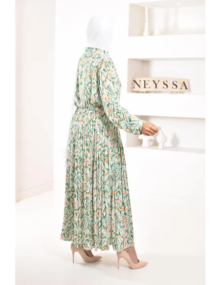 Longue robe à motifs géométriques élégante et mastour Modest fashion pour l'été