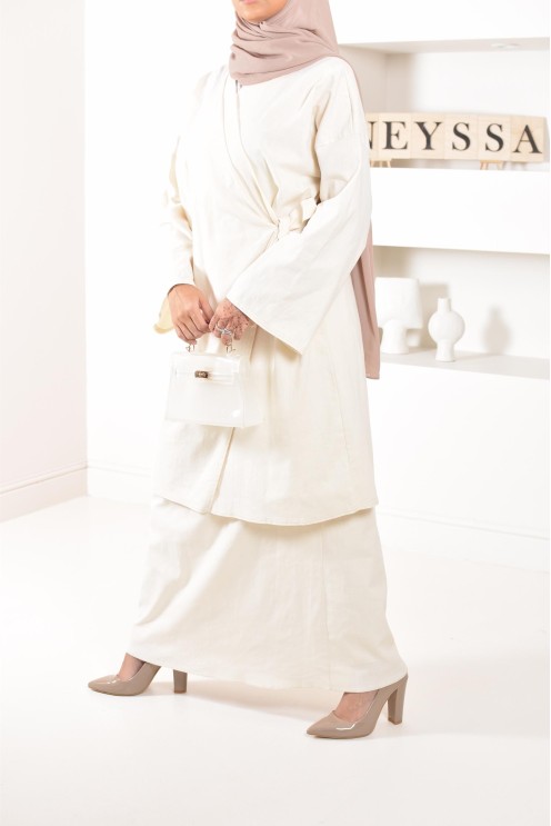 Ensemble tunique jupe, en lin, couple ample, confortable et élégant