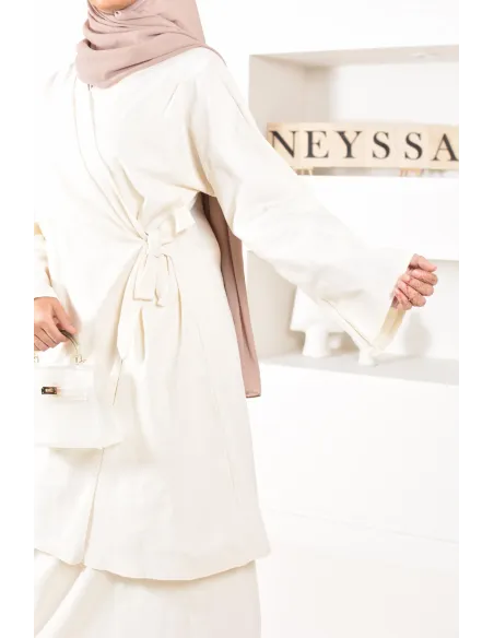 Ensemble tunique jupe, en lin, couple ample, confortable et élégant