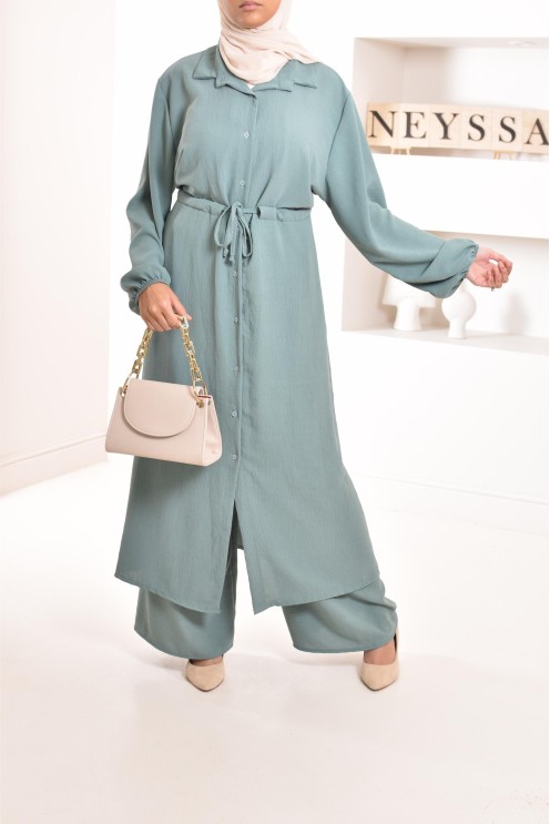 Classy and chic veiled woman top and bottom set with palazzo 