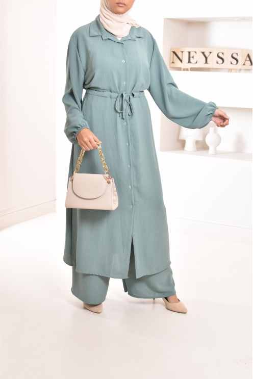 Classy and chic veiled woman top and bottom set with palazzo 