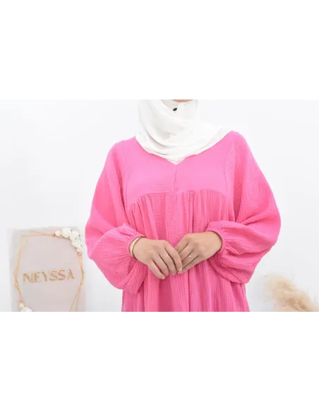 Longue Tunique femme évasée style modest fashion col V.