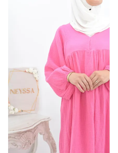 Longue Tunique femme évasée style modest fashion col V.