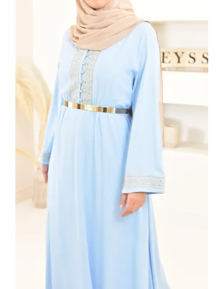 Robe longue détails brodées cintré robe ample femme musulmane