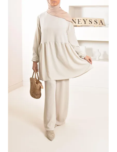 Ensemble fluide mastour tunique et pantalon été femme musulmane 