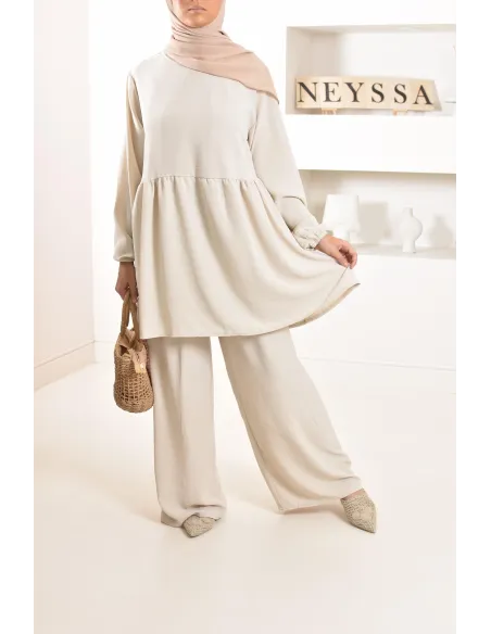 Ensemble fluide mastour tunique et pantalon été femme musulmane 