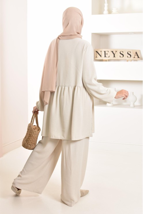 Ensemble fluide mastour tunique et pantalon été femme musulmane 