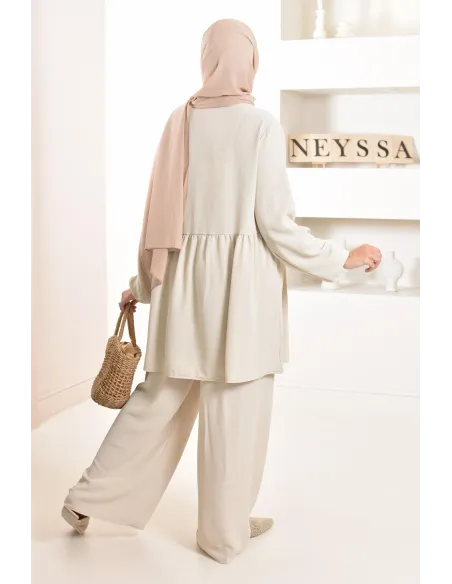 Ensemble fluide mastour tunique et pantalon été femme musulmane 